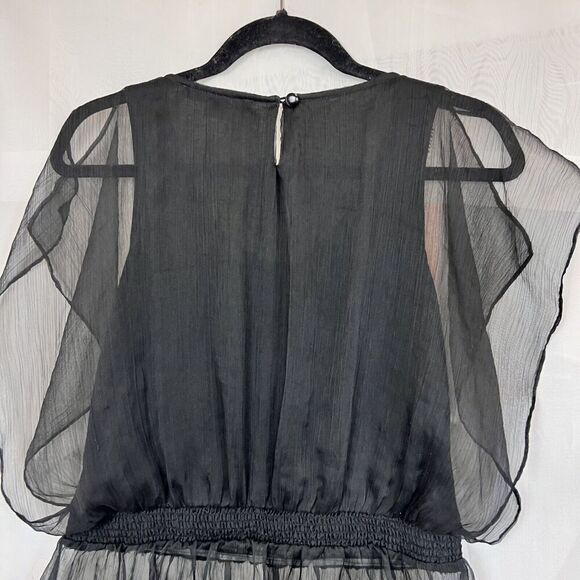vintage y2k Forever 21 boho chiffon blouse Md embellished beaded whimsygoth - Picture 3 of 7